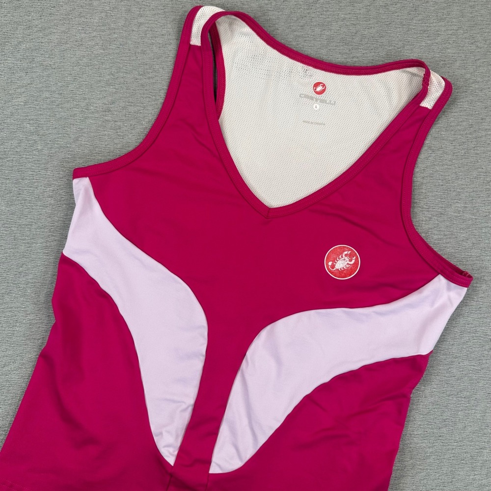 Castelli Cycling Tank Top Womens Large Pink Sleeveless Jersey Mesh Back